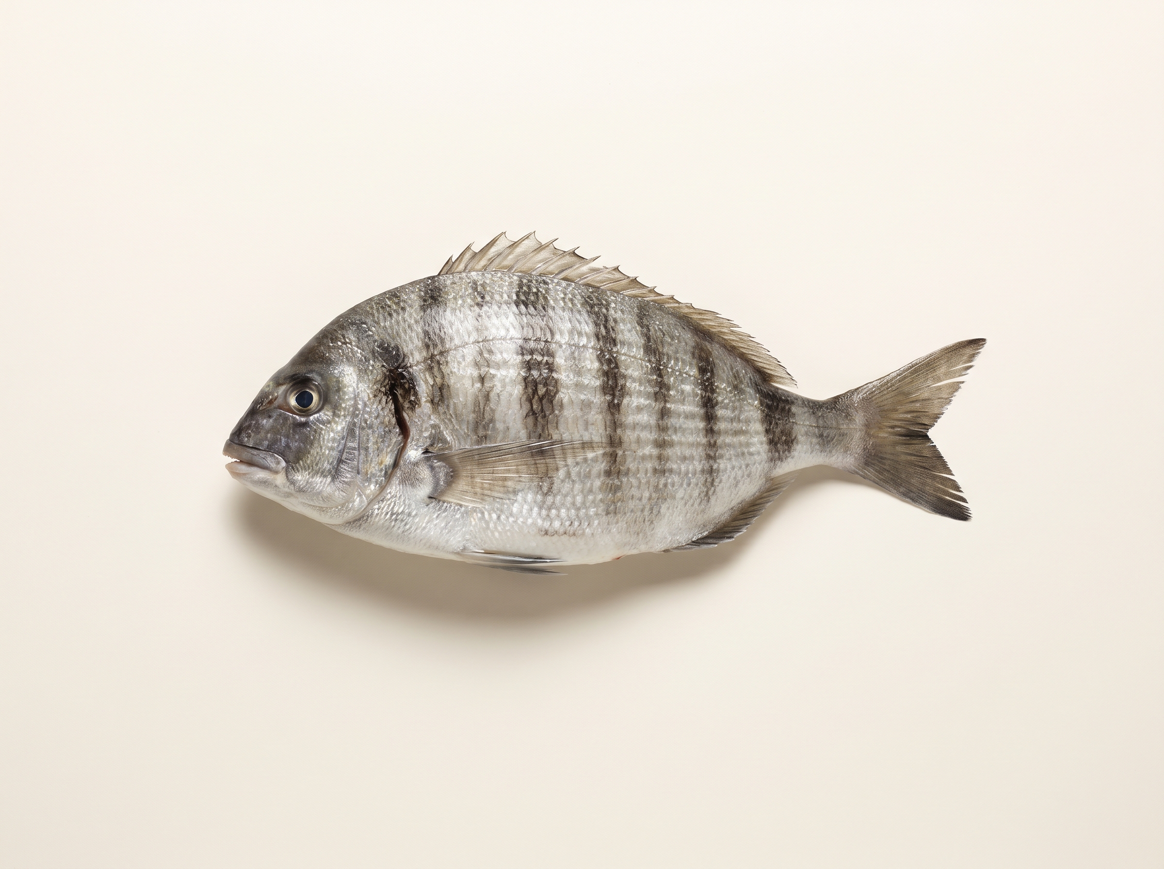 Sargo / white seabream with vertical dark bars on silver body